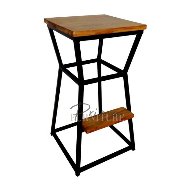 Timothy industrial bar stool in wood and steel