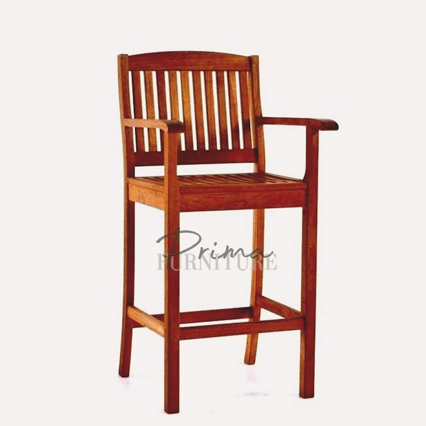Abel outdoor teak bar chair with high back
