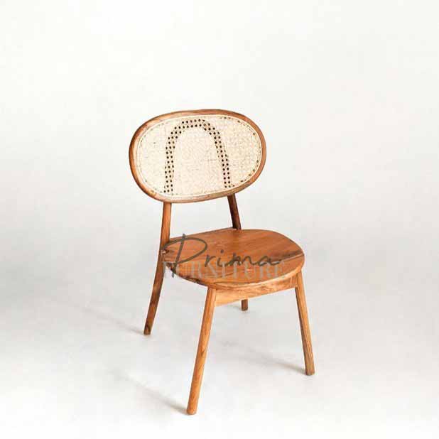 Johnathan dining chair in teak with woven rattan detail